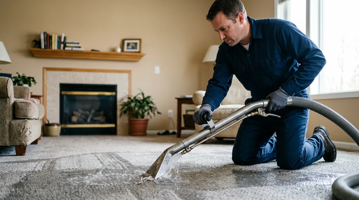 Water damage restoration technician working near Oil Springs, KY